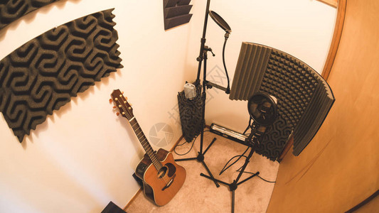 吉他麦克风和录音室录音室图片