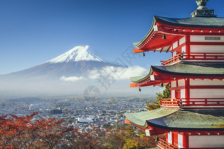 日本富士山的秋天景色图片