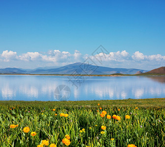 阿尔泰山上的湖图片