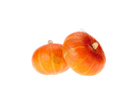 两只成熟的橙色秋天南瓜图片