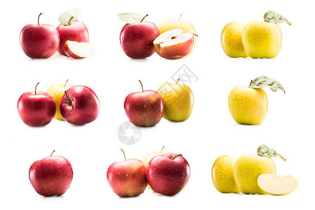 与各种新鲜和成熟的苹果拼在一起这些苹图片