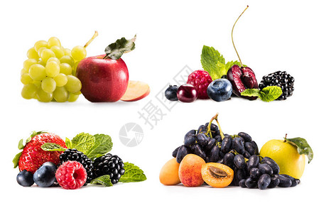 与各种新鲜水果和草莓的拼在一起图片