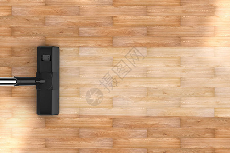 吸尘3d在木制背景上用空白条设计图片