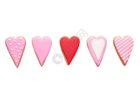 甜自制饼干一行粉红和冰淇背景图片