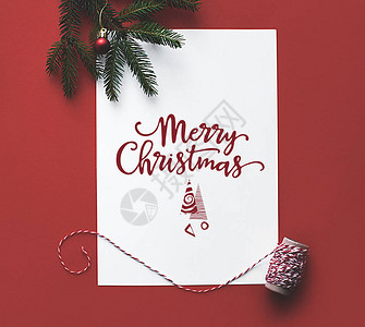 圣诞卡有fir树枝和圣诞舞图片