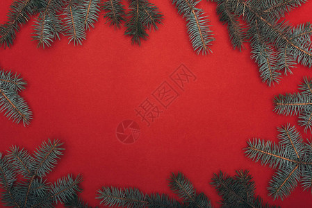 圣诞节框架的顶部视图红图片