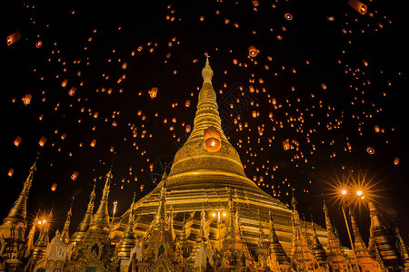 缅甸的金塔缅甸仰光的瑞旺达贡寺图片