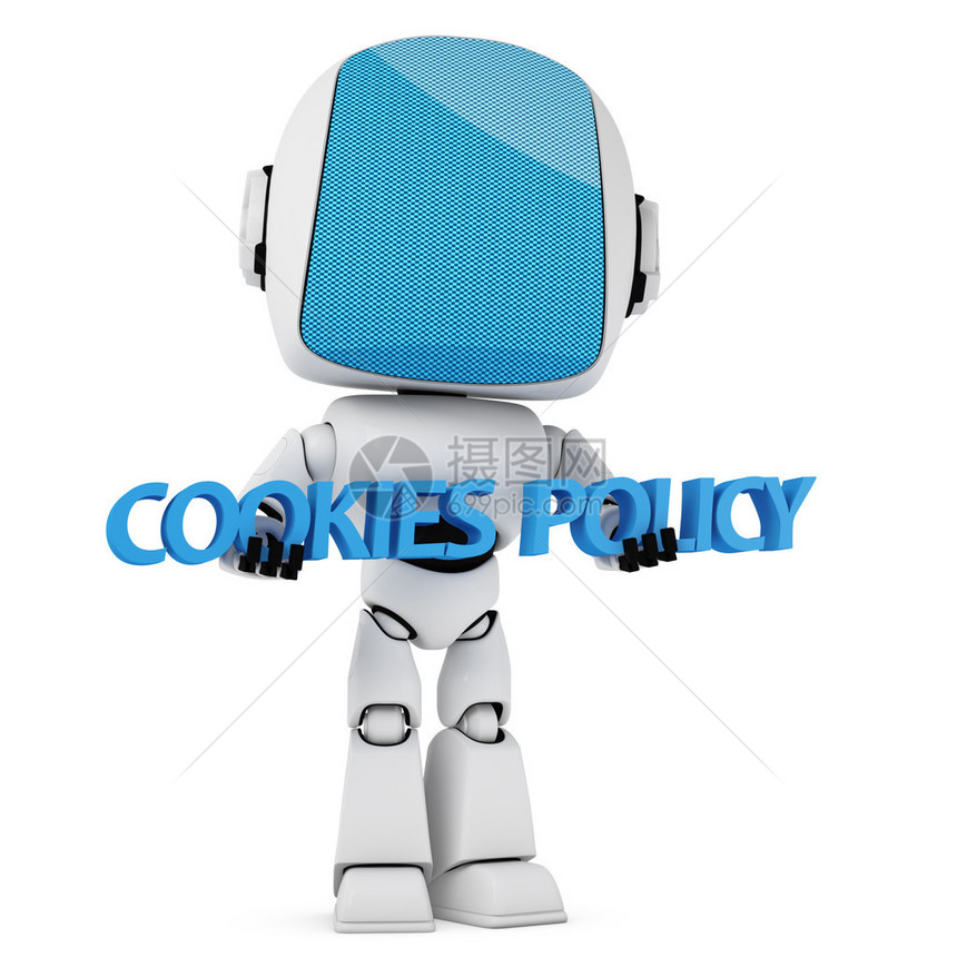 Cookies法律概念机器人正在进行3DCookies政策判决图片
