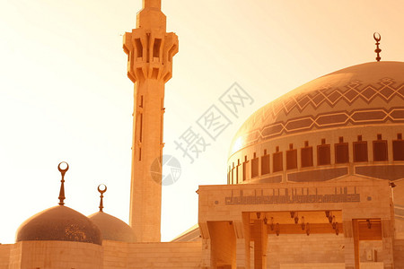 沙特阿拉伯国王阿卜杜拉中东部约旦安曼市的阿卜杜拉国王清真寺KingAbdull背景