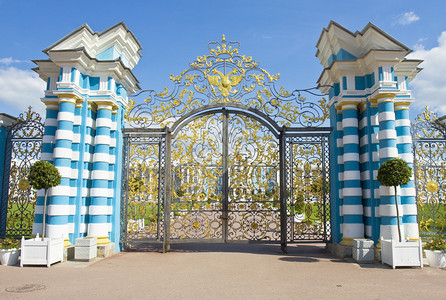 俄罗斯圣彼得堡周边地区普希金镇的沙尔斯科耶塞洛宫殿大门图片