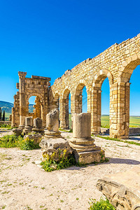 古代城市摩洛哥沃卢比利斯巴背景图片