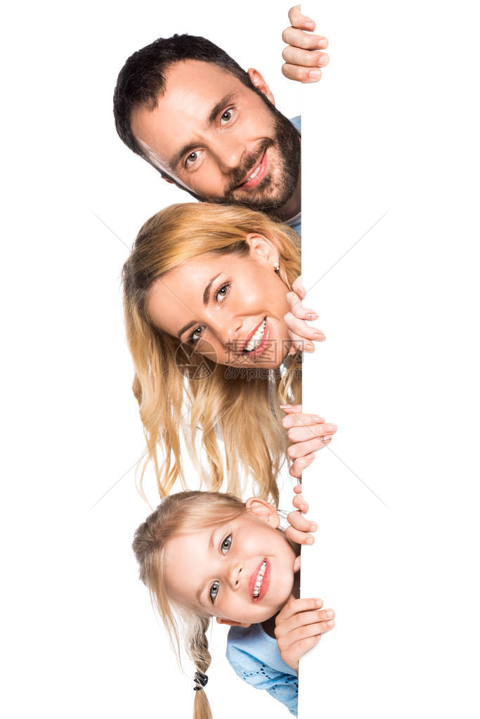 带着空面板的微笑家庭图片