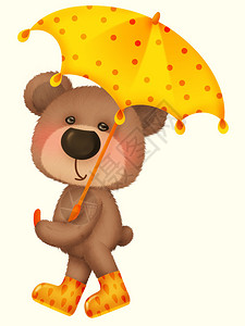 可爱的熊打着伞图片