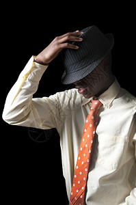 联邦调整局一个英俊帅气的穿联邦帽子的非裔背景