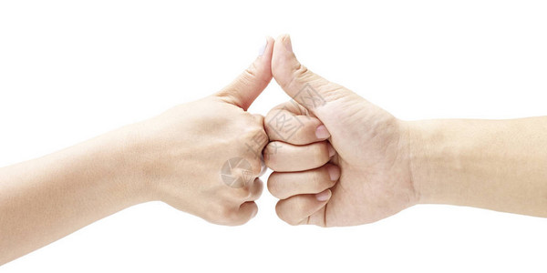 两只手用拇指绑在一起在白图片