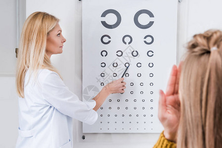 诊所用眼图进行眼部测试在诊所图片