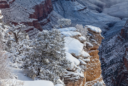 冬天大峡谷的风雪覆盖了图片