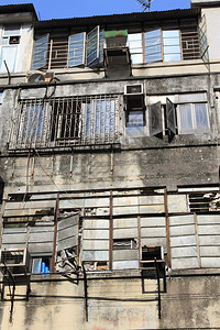 香港最贫困区Shamshuipo的破旧住图片