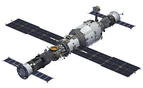 兹韦达航天器和空间站三维模型白背设计图片