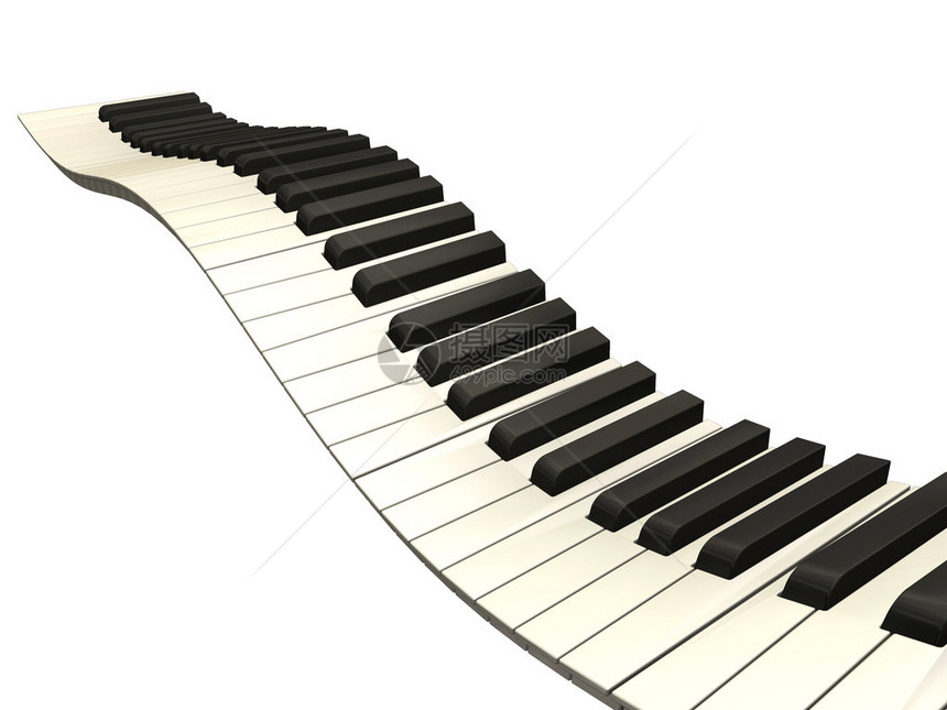 波浪钢琴键的3D渲染图片