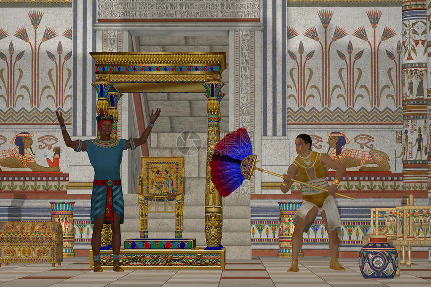 当法老在埃及皇宫与臣民交谈时一位图片