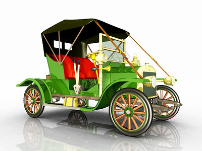 1900年代用德国汽车制造了3D插图计算机从1900年代产背景图片
