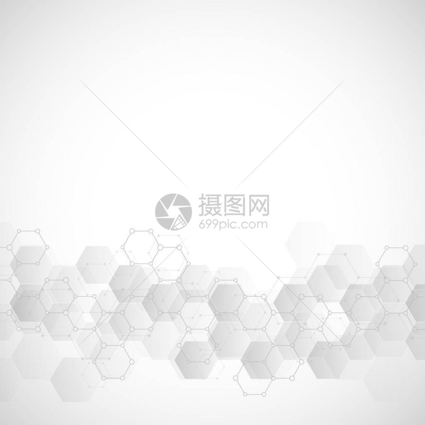 含有分子结构和化学工程的几何背景纹理六边形态的简要背景图文图片