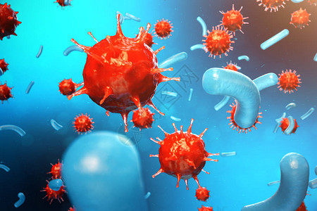 3d插图导致慢疾病的毒感染肝炎流感H1N1流感细胞感染生物艾滋病图片