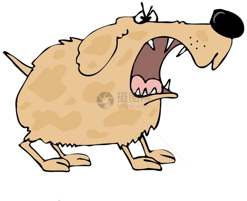 这个插图描述了一只大口叫的毛皮狗图片