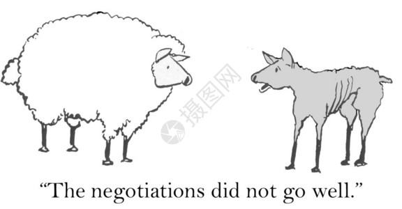 呆伯特卡通插图羊群谈判谈判进展插画