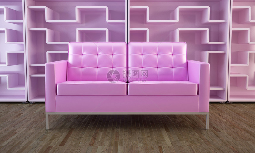 室内粉红现代沙发图片