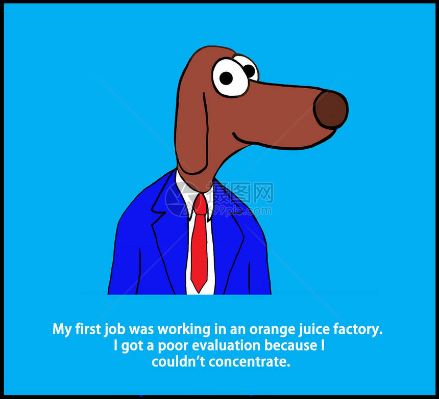 卡通插图说明一只工人狗和一条关于不能集中图片