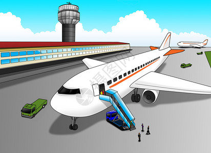 机场的卡通插图图片