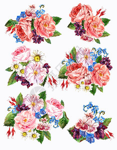 玫瑰菊花和野花的束图片