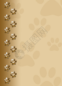 棕色背景上的可爱猫爪印图片