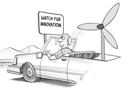 试错商业漫画插图说明风力自主车与观赏创新插画