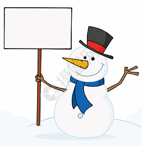 举着空白牌子的雪人图片