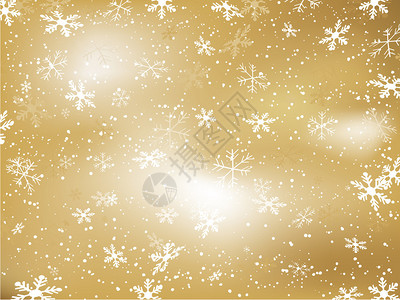 金色背景与飘落的雪花背景图片