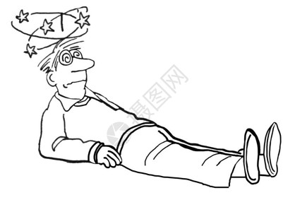 关于一个跌倒并感到头晕的人医学插图高清图片