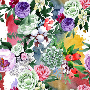 水彩风格的花束卉图案图片