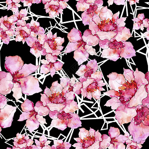 粉红色和紫色的栀子花卉植物花无缝背景图案织物壁纸打印纹理背景纹理包装图案框架或边框图片