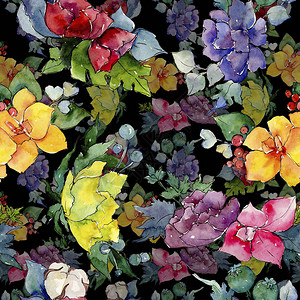 五颜六色的花束花卉植物花野生春叶野花图案背景纹理包装图案框架或边框图片