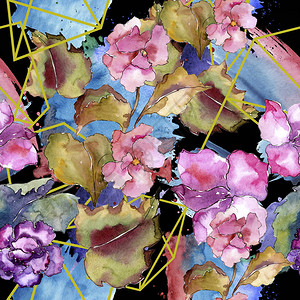 粉红色和紫色的栀子花卉植物花无缝背景图案织物壁纸打印纹理背景纹理包装图案框架或边框图片