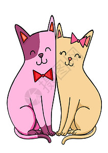 可爱的猫夫妇情人节背景图片