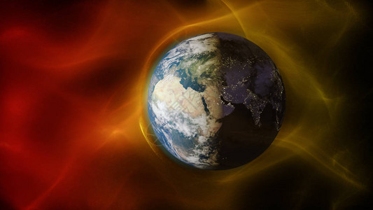 3d太阳风与地球磁场碰撞设计图片