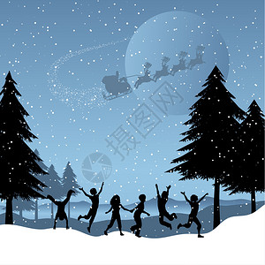 孩子们在雪中玩儿的月光图片