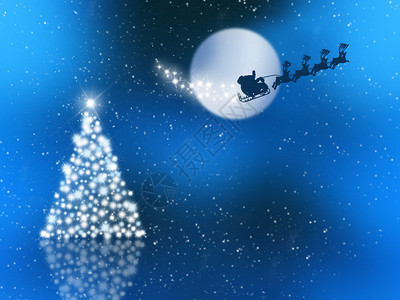 繁星点的夜空中的圣诞老人图片