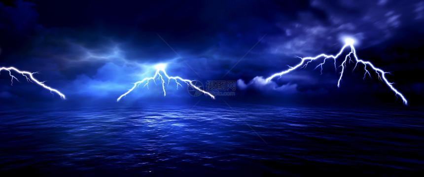 海风暴闪电海洋壁纸背景图片