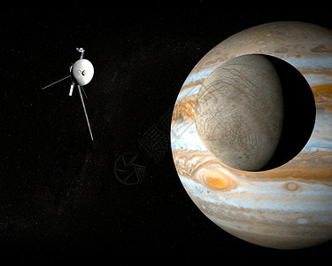 埃尔滕卫星Europa木星的月亮和太空探测器旅行者该图像的部分由美设计图片