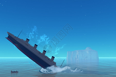 一艘洋船在撞上冰山后在明图片
